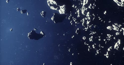 Exploring a Dense Field of Asteroids Floating in Deep Space During Twilight