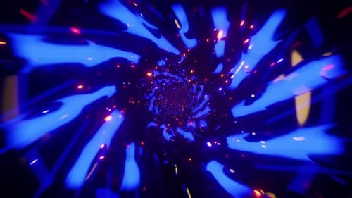 Dynamic neon lights tunnel, futuristic abstract background loop