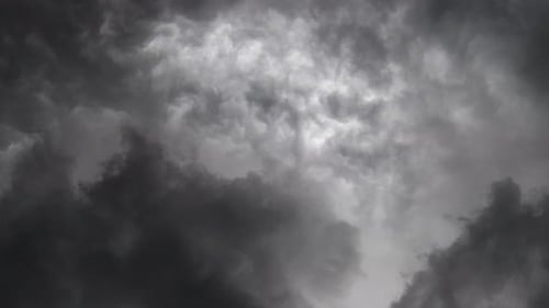 Thunderstorm With Many Lightning in dark clouds