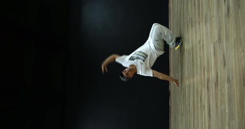 Man Breakdancing in Studio