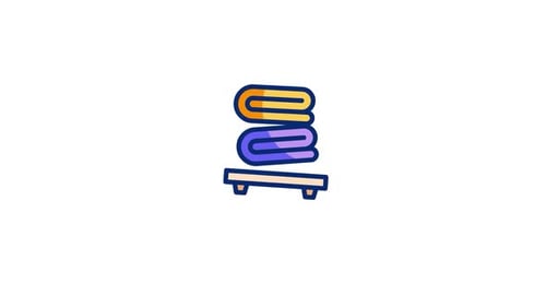 Animated Flat Design Icon of Stacked Towels