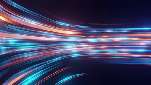 Abstract curve Stream flow digital line data technology background.