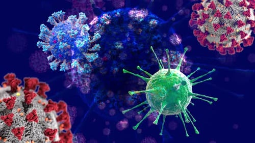 3D Scientific Animation of Floating Virus Particles