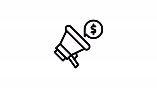 Animated Megaphone Dollar Sign Icon for Business Announcements