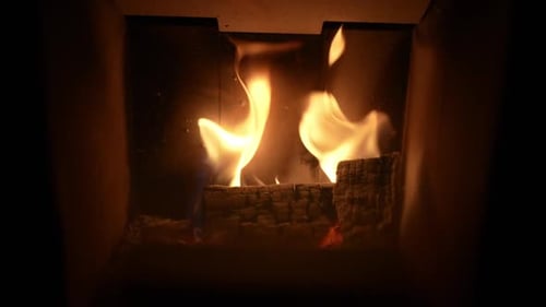 Fire Burning Brightly in a Modern Fireplace