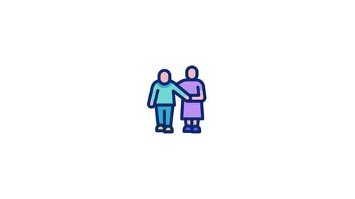 Animated Icon of Two People Walking Together in Modern Style