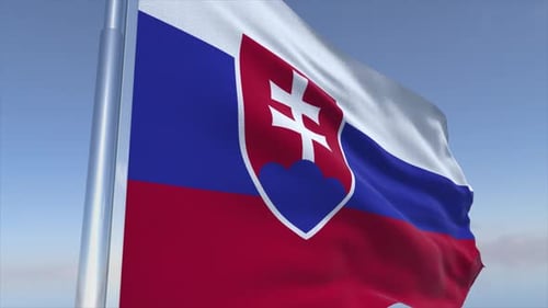 Slovakia National Flag Waving in Realistic Detail