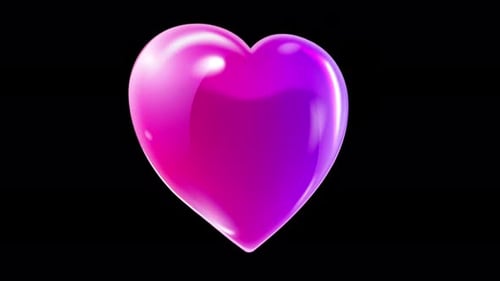 Glossy 3D Rotating Heart Animation on Black
