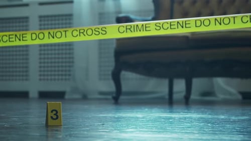 Indoor Crime Scene With Crime Scene Tape