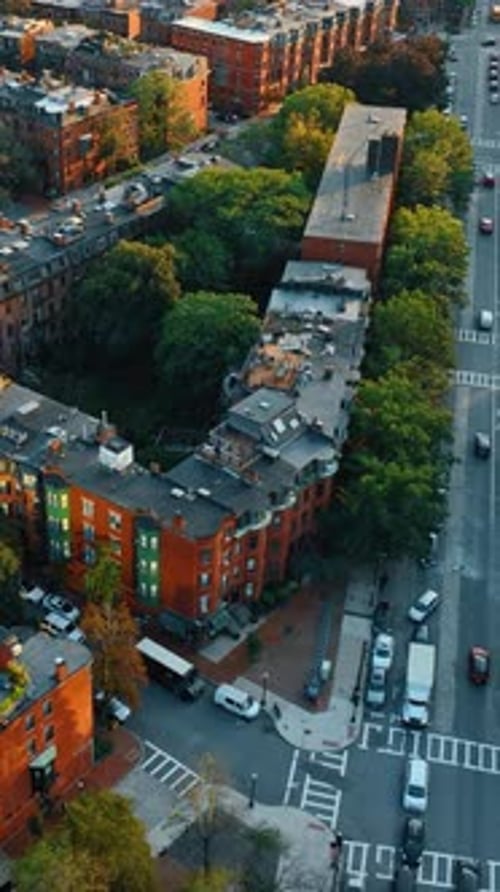 Low-rise multistoried buildings of residential area in Boston, USA.