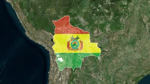 Mapa de Bolivia con bandera - Mapa gran angular - Ampliar