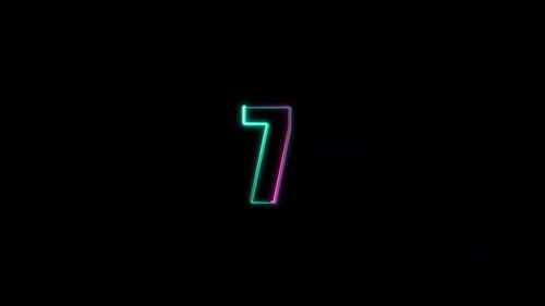 Neon Glowing Digital Countdown from Ten to One
