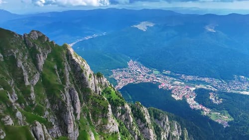 Picturesque Mountain Town Aerial View From Cliffs