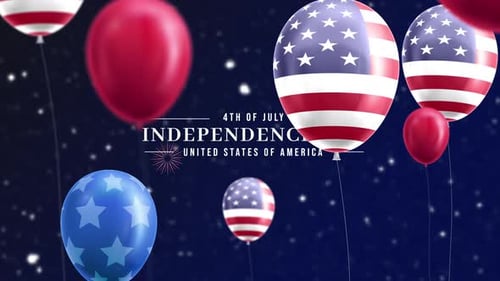 Animated 4th of July Independence Day Title with Patriotic Balloons