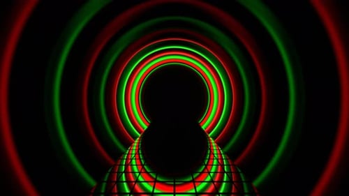 Green And Red Futuristic Cylindrical Tunnel Background Vj Loop In 4K