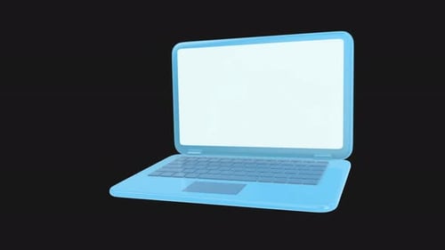 Modern 3D Laptop Opening Animation with Blank Screen Reveal