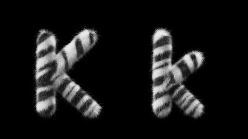 3D-Animation eines groß- und kleingeschriebenen Zebra-Wollbuchstabens K