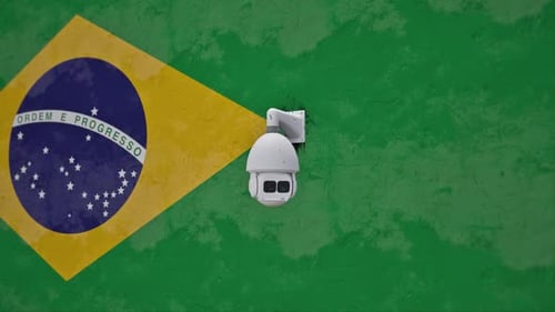 Brazilian Flag Surveillance with Panning Security Camera