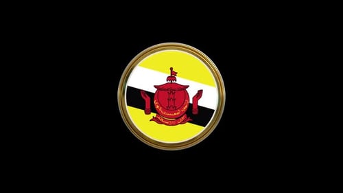 Animated 3D Gold Brunei Flag Spinning Badge