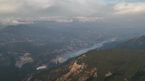 View on the Lake Between Mountain Forest