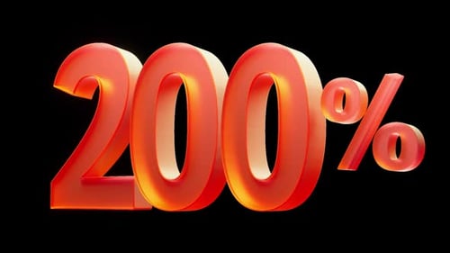 Modern Glowing 3D 200 Percent Number Reveal