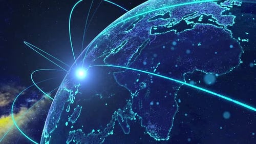 Digital Earth Network Connections with Glowing Lines