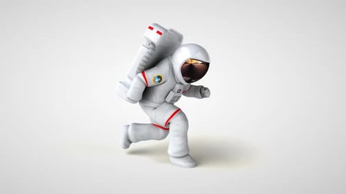 3D Cartoon Astronaut Running Animation Loop