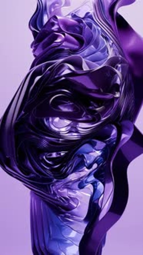 Abstract Fluid Flowing Purple Ribbons Background Animation
