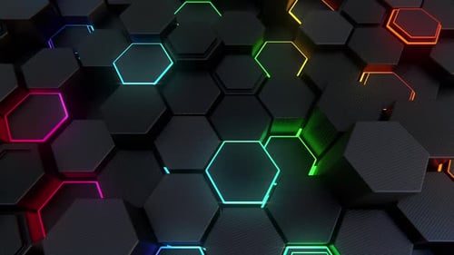 Luzes coloridas de hexágonos