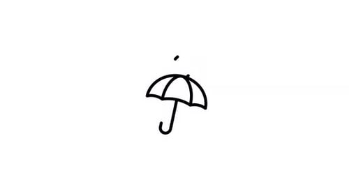 Minimalist Animated Umbrella Icon with Falling Rain