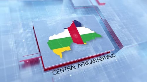 Animated Central African Republic Map Flag Digital Title