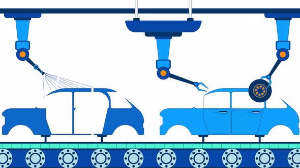 Automotive assembly line cartoon animation, Elements Motion Graphics ft ...