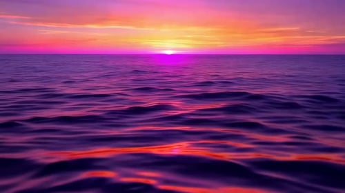 Vibrant Sunset Over Rhythmic Ocean Waves Loop