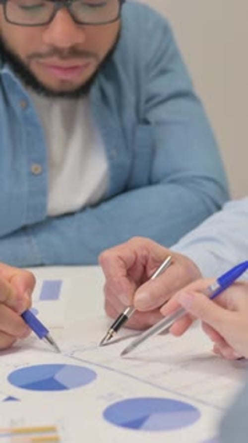 Close up of Working on Office Documents\, vertical video