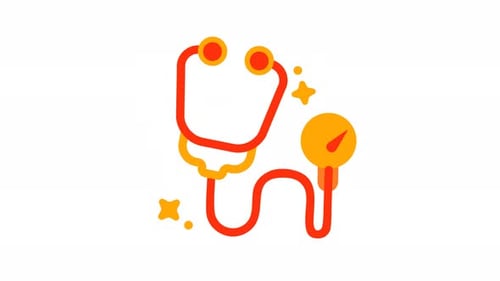 Animated Stethoscope and Blood Pressure Gauge in Flat Design