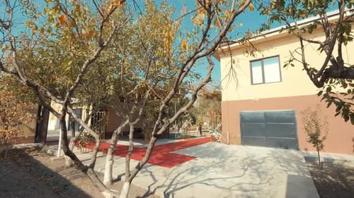 House Decorated for Wedding Event on Sunny Day