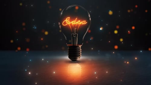 Glowing Idea Lightbulb Animation with Bokeh Background