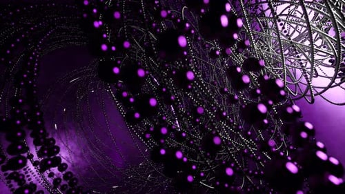 Abstract Glowing Purple Particles Network Loop Background