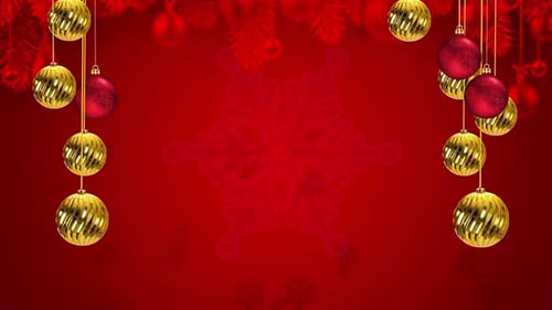 Festive Christmas Ornaments and Snowflakes Animated Background