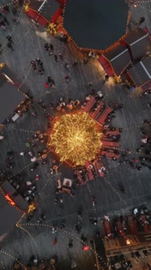 Zurich, Switzerland Aerial view of the Zurich Christmas Market, the Weinachsdorf
