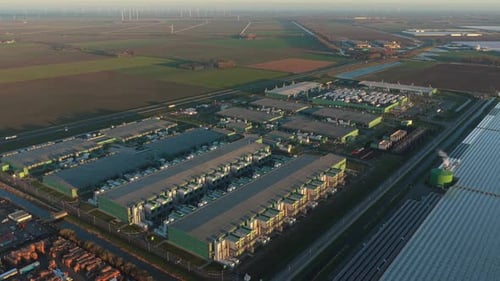 Aerial view of a modern ai data center in middenmeer
