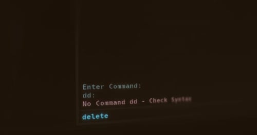 Interface de linha de comando com uma mensagem de erro