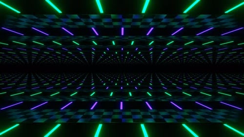 Corridor Of Purple And Turquoise Neon Lines Background Vj Loop In 4K