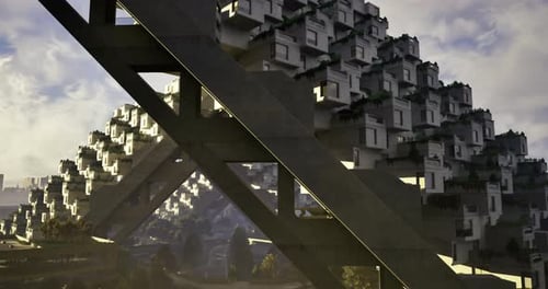 El diseño arquitectónico moderno muestra estructuras de vivienda innovadoras en una ciudad