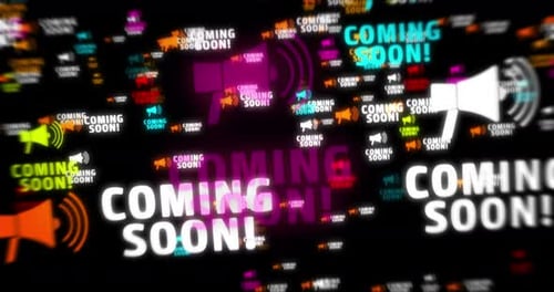 Coming soon symbol tunnel effect fly between