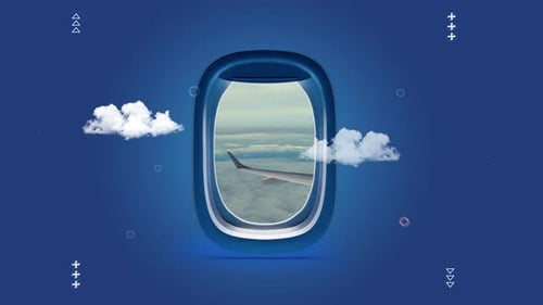 Smooth Animated Airplane Window Travel Background