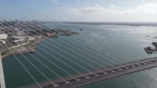 Cebu Cordova Link Expressway, Panning Reveal from Cebu To Cebu City Philippines.