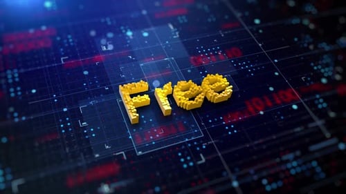 3D Pixelated Free Text Loop on Digital Network Background