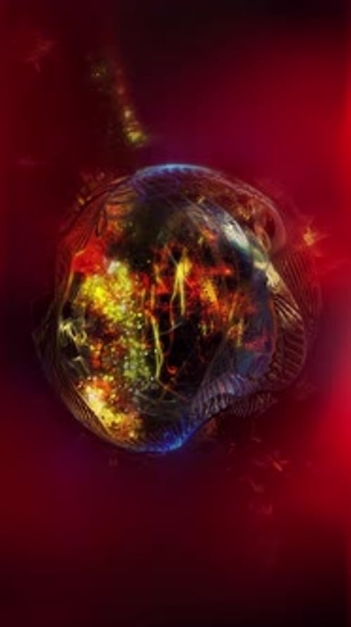 Dynamic Futuristic Sphere with Glowing Energy and Abstract Particles