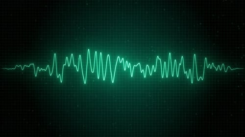 Futuristischer KI-gestützter EKG-Herzschlagmonitor mit digitaler Audiowellenform und Equalizer-Display